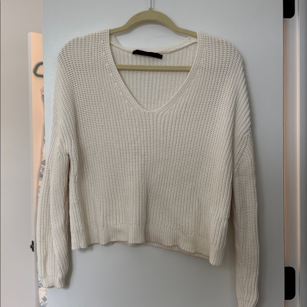 Jenni Kayne Womens Cabin Sweater Cable Knit Heavy Organic Cotton Medium Ivory - Picture 2 of 9
